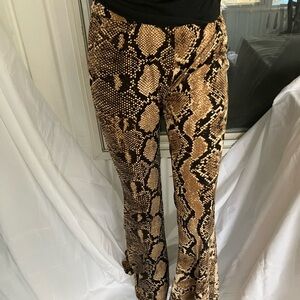 Chic Faux Snake Print Women's Pants